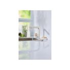 Livarno Home egykaros, víztakarékos, szálcsiszolt nemesacél / fekete 21 cm design csendes mosogató csaptelep 160°-ban elforgatható fejjel, 2 fokozatú vízáramlással (482299)