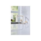 Livarno Home egykaros, víztakarékos, szálcsiszolt nemesacél / fekete 21 cm design csendes mosogató csaptelep 160°-ban elforgatható fejjel, 2 fokozatú vízáramlással (482299)