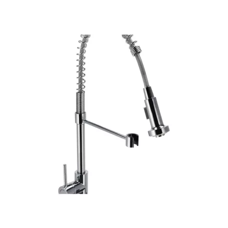 Livarno Home Mixer Tap egykaros mosogató csaptelep kétfunkciós zuhannyal, króm, spirálrugó tartóval, 275 x 505 x 48 mm
