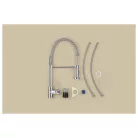 Livarno Home Mixer Tap egykaros mosogató csaptelep kétfunkciós zuhannyal, króm, spirálrugó tartóval, 275 x 505 x 48 mm