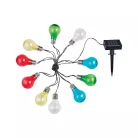 Livarno Home Solar Bulb IP44 kültéri napelemes (szolár) filament izzós fényfüzér 5m, 10 db izzó, 50 db melegfehér / színes LED