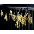 Livarno Home Solar Bulb IP44 kültéri napelemes (szolár) filament izzós fényfüzér 5m, 10 db izzó, 50 db melegfehér / színes LED
