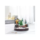 Livarno Home Eisenbahn karácsonyi falu, 12 LED-es világító, zenélő jelenet körbe járó kisvonattal 195 x 185 x 163 mm
