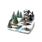 Livarno Home Christmas Tree karácsonyi falu, 8 LED-es világító, zenélő jelenet forgó fenyőfával 200 x 150 x 155 mm