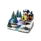 Livarno Home Christmas Tree karácsonyi falu, 8 LED-es világító, zenélő jelenet forgó fenyőfával 200 x 150 x 155 mm