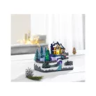 Livarno Home Christmas Tree karácsonyi falu, 8 LED-es világító, zenélő jelenet forgó fenyőfával 200 x 150 x 155 mm