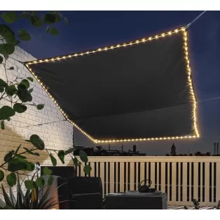   Livarno Home 300 x 200 cm LED-es, világító napvitorla, antracitszürke árnyékoló 128 db melegfehér LED fénnyel, 230V 2700K, 8 fényprogram