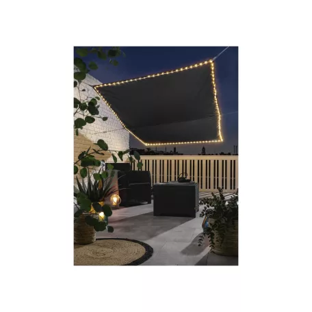 Livarno Home 300 x 200 cm LED-es, világító napvitorla, antracitszürke árnyékoló 128 db melegfehér LED fénnyel, 230V 2700K, 8 fényprogram