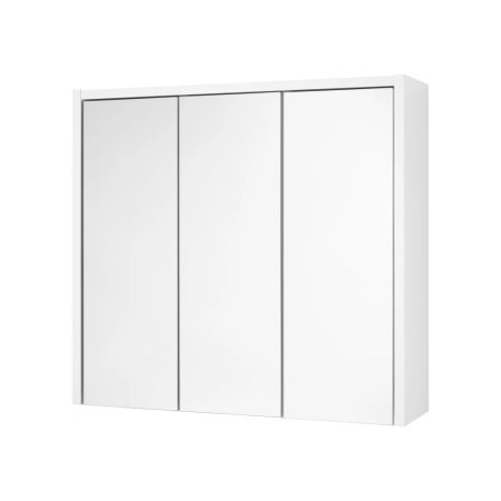 Livarno Home OSLO Mirrored Cabinet tükrös fehér fürdőszoba szekrény, 3 nyitható, tükrös ajtóval, polcokkal, mosdó felé 65 x 17 x 60 cm (480287)