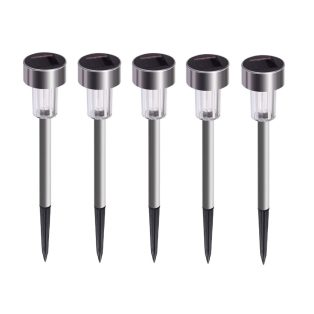   Livarno Home Permium XL 36 cm 5 darabos inox (nemesacél) hidegfehér 9000K napelemes kerti szolár lámpa szett, solar lámpa készlet (LED Lights Set)