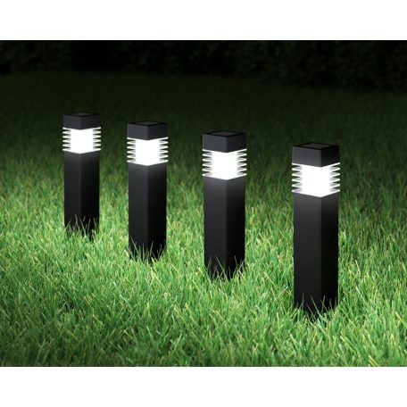 Livarno Home Prémium XL 39 cm 22W 9000K szögletes 4 darabos hidegfehér napelemes kerti szolár lámpa szett, solar lámpa készlet IP44