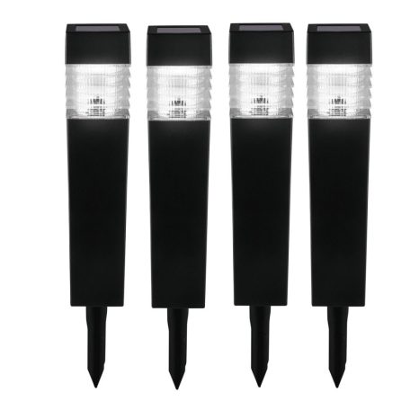 Livarno Home Prémium XL 39 cm 22W 9000K szögletes 4 darabos hidegfehér napelemes kerti szolár lámpa szett, solar lámpa készlet IP44