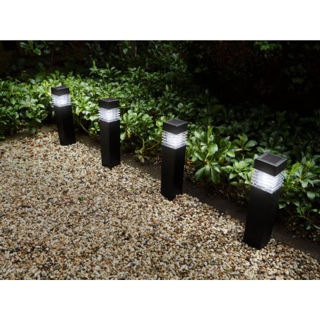 Livarno Home Prémium XL 39 cm 22W 9000K szögletes 4 darabos hidegfehér napelemes kerti szolár lámpa szett, solar lámpa készlet IP44