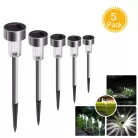 Livarno Home Permium XL 36 cm 5 darabos inox (nemesacél) hidegfehér 9000K napelemes kerti szolár lámpa szett, solar lámpa készlet (LED Lights Set)