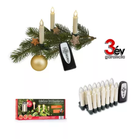 Livarno Home / Melinera 15 db fehér vezeték nélküli, távirányítós RGB LED gyertya karácsonyfa égőkészlet