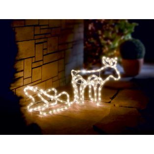   Livarno kis szarvas (rénszarvas) szánnal kültéri fémvázas 3D LED-es világító dekoráció 144 melegfehér LED-el 86 x 39 x 19 cm