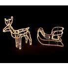 Livarno szarvas (rénszarvas) szánnal kültéri fémvázas 3D LED-es világító dekoráció melegfehér LED-el 100 x 60 x 30 cm