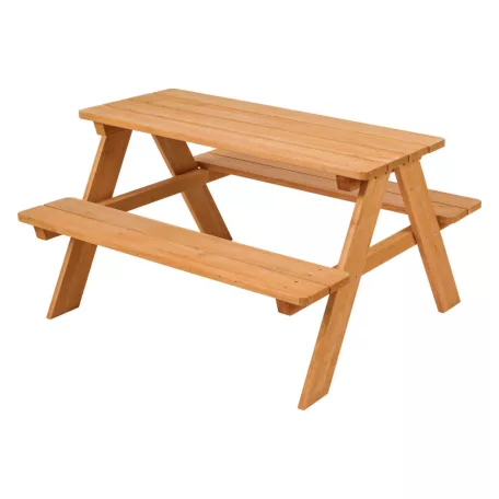 Livarno Home 89 x 79 x 50 cm fa kerti gyermek ülőgarnitúra, piknik pad szett, natúr fa asztalka padokkal, 100 kg teherbírásal
