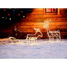 Livarno szarvas és rénszarvas szánnal 2 in 1 kültéri fémvázas 3D LED világító karácsonyi dekoráció