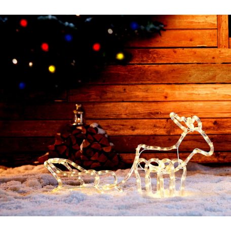 Livarno szarvas és rénszarvas szánnal 2 in 1 kültéri fémvázas 3D LED világító karácsonyi dekoráció