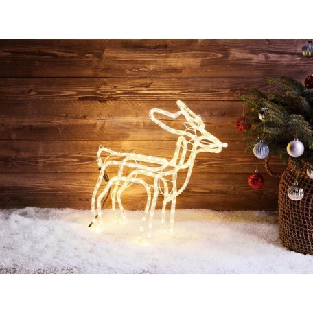 Livarno szarvas és rénszarvas szánnal 2 in 1 kültéri fémvázas 3D LED világító karácsonyi dekoráció