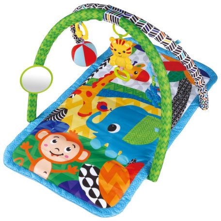 Eco Toys Lovely Zoo Activity Gym Rainforest Jungle zöld / rózsaszín zenélő játszószőnyeg 0 hónapos kortól fiúknak / lányoknak 78 x 52 x 44 cm
