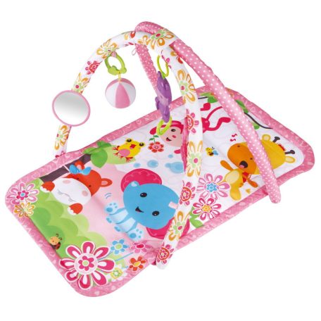Eco Toys Lovely Zoo Activity Gym Rainforest Jungle zöld / rózsaszín zenélő játszószőnyeg 0 hónapos kortól fiúknak / lányoknak 78 x 52 x 44 cm