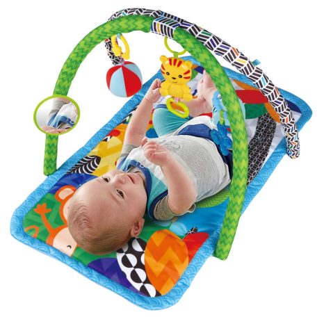 Eco Toys Lovely Zoo Activity Gym Rainforest Jungle zöld / rózsaszín zenélő játszószőnyeg 0 hónapos kortól fiúknak / lányoknak 78 x 52 x 44 cm