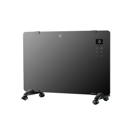 LUX Hova 2000W álló / fali (falra szerelhető) üveglapos fűtőpanel hősugárzó, elektromos digitális, fekete üveglapos hősugárzó távirányítóval, LCD kijelzővel
