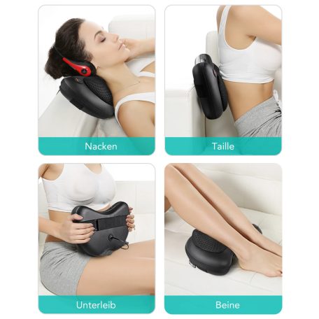 Weinberger MAG 003 Shiatsu 12V autós / 230V hálózati elektromos masszírozó párna, 24W hőterápiás, dupla görgős nyakmasszírozó, infravörös fűtéssel, 3 sebességfokozattal (37005)