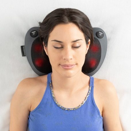 Weinberger MAG 003 Shiatsu 12V autós / 230V hálózati elektromos masszírozó párna, 24W hőterápiás, dupla görgős nyakmasszírozó, infravörös fűtéssel, 3 sebességfokozattal (37005)