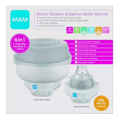 MAM 6 az 1-ben Mikrohullámú / elektromos cumisüveg sterilizáló és expressz melegítő szett (669485)