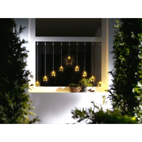 Livarno Home / Melinera 120 x 80 cm 9 LED csillag hálózati melegfehér fényfüggöny, beltéri / kültéri, állófényú karácsonyi dekoráció 230V