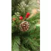   X-MAS Berries MD-90TH 90 cm havas, tobozos asztali (mini) műfenyő 85 ággal, 2D + 3D kevert tűlevéllel, toboz, műhó és fagyöngy díszítéssel, cserépben