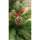 X-MAS Berries MD-90TH 90 cm havas, tobozos asztali (mini) műfenyő 85 ággal, 2D + 3D kevert tűlevéllel, toboz, műhó és fagyöngy díszítéssel, cserépben
