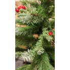 X-MAS Berries MD-90TH 90 cm havas, tobozos asztali (mini) műfenyő 85 ággal, 2D + 3D kevert tűlevéllel, toboz, műhó és fagyöngy díszítéssel, cserépben