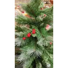 X-MAS Berries MD-90TH 90 cm havas, tobozos asztali (mini) műfenyő 85 ággal, 2D + 3D kevert tűlevéllel, toboz, műhó és fagyöngy díszítéssel, cserépben