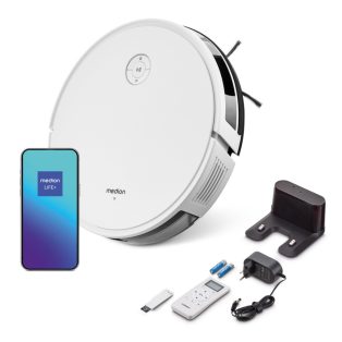   Medion S35 SMART WIFI intelligens automata robotporszívó távirányítóval, Medion Life+ mobilalkalmazással, dokkolóval, 4000Pa, 120 perc (MD 11899)
