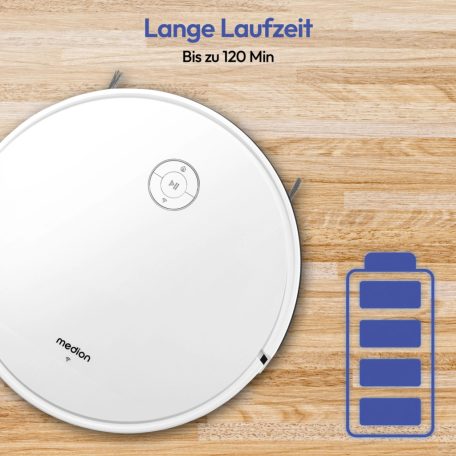 Medion S35 SMART WIFI intelligens automata robotporszívó távirányítóval, Medion Life+ mobilalkalmazással, dokkolóval, 4000Pa, 120 perc (MD 11899)