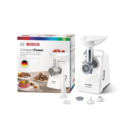 Bosch MFW3520W CompactPowert 500W / 1500W elektromos húsdaráló, 1.8 kg/perc kapacitással, kolbásztöltő tartozékkal