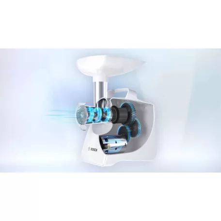 Bosch MFW3520W CompactPowert 500W / 1500W elektromos húsdaráló, 1.8 kg/perc kapacitással, kolbásztöltő tartozékkal