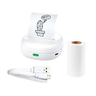   SilverCrest MPP 203 A1 Basic Mini Pocket Printer, Bluetooth 5.0 1200 mAh 3-7 V mini akkus nyomtató, zsebnyomtató, li-ion akkumulátoros hőpapíros nyomtató, 1 tekercs fehér papírral