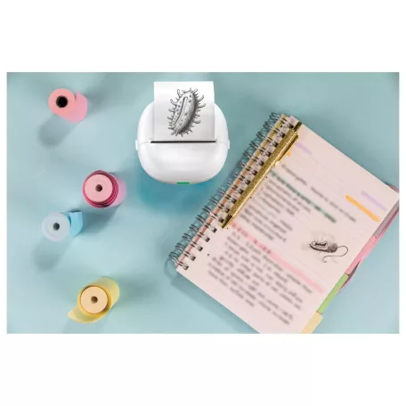 SilverCrest MPP 203 A1 ECO Mini Pocket Printer, Bluetooth 5.0 1200 mAh 3-7 V mini akkus nyomtató, zsebnyomtató, li-ion akkumulátoros hőpapíros nyomtató, 4 tekercs fehér papírral