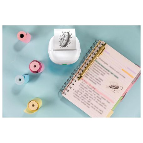 SilverCrest MPP 203 A1 Basic Mini Pocket Printer, Bluetooth 5.0 1200 mAh 3-7 V mini akkus nyomtató, zsebnyomtató, li-ion akkumulátoros hőpapíros nyomtató, 1 tekercs fehér papírral