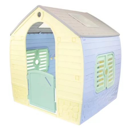MochToys 12794 Pastelle Happy Jungle House 102 x 88 x 108 dzsungel kerti játszóház, játékház pasztel színekkel (sárga, kék, zöld, barna)