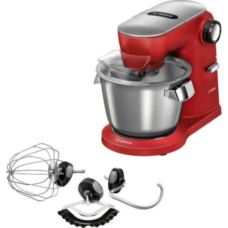 Bosch MUM9A66R00 OptiMUM 1600W 5.5L piros (vörös) fémházas konyhai robotgép, dagasztógép, nemesacél habverővel, tésztakeverővel és dagasztó horoggal