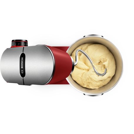 Bosch MUM9A66R00 OptiMUM 1600W 5.5L piros (vörös) fémházas konyhai robotgép, dagasztógép, nemesacél habverővel, tésztakeverővel és dagasztó horoggal