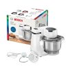   Bosch MUMS2EW00 Serie 2 univerzális 700W 3.8L nemesacél inox keverőtálas fehér konyhai robotgép, dagasztógép, nemesacél habverővel, tésztakeverővel és dagasztó horoggal