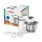 Bosch MUMS2EW00 Serie 2 univerzális 700W 3.8L nemesacél inox keverőtálas fehér konyhai robotgép, dagasztógép, nemesacél habverővel, tésztakeverővel és dagasztó horoggal