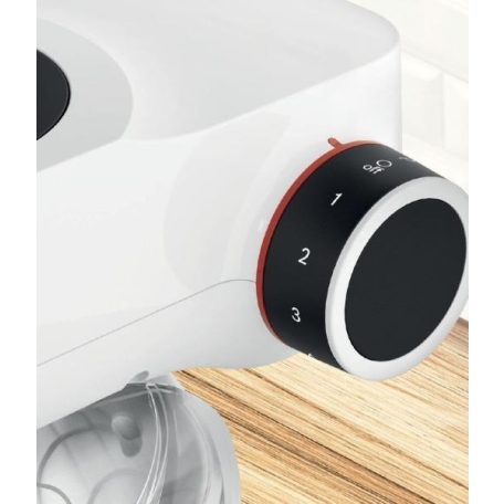 Bosch MUMS2EW00 Serie 2 univerzális 700W 3.8L nemesacél inox keverőtálas fehér konyhai robotgép, dagasztógép, nemesacél habverővel, tésztakeverővel és dagasztó horoggal